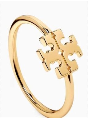 Tory Burch Gold Logo Cutout Ring - Women Accessories